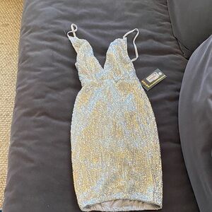 Abyss By Abby Glittering Silver Mini Dress